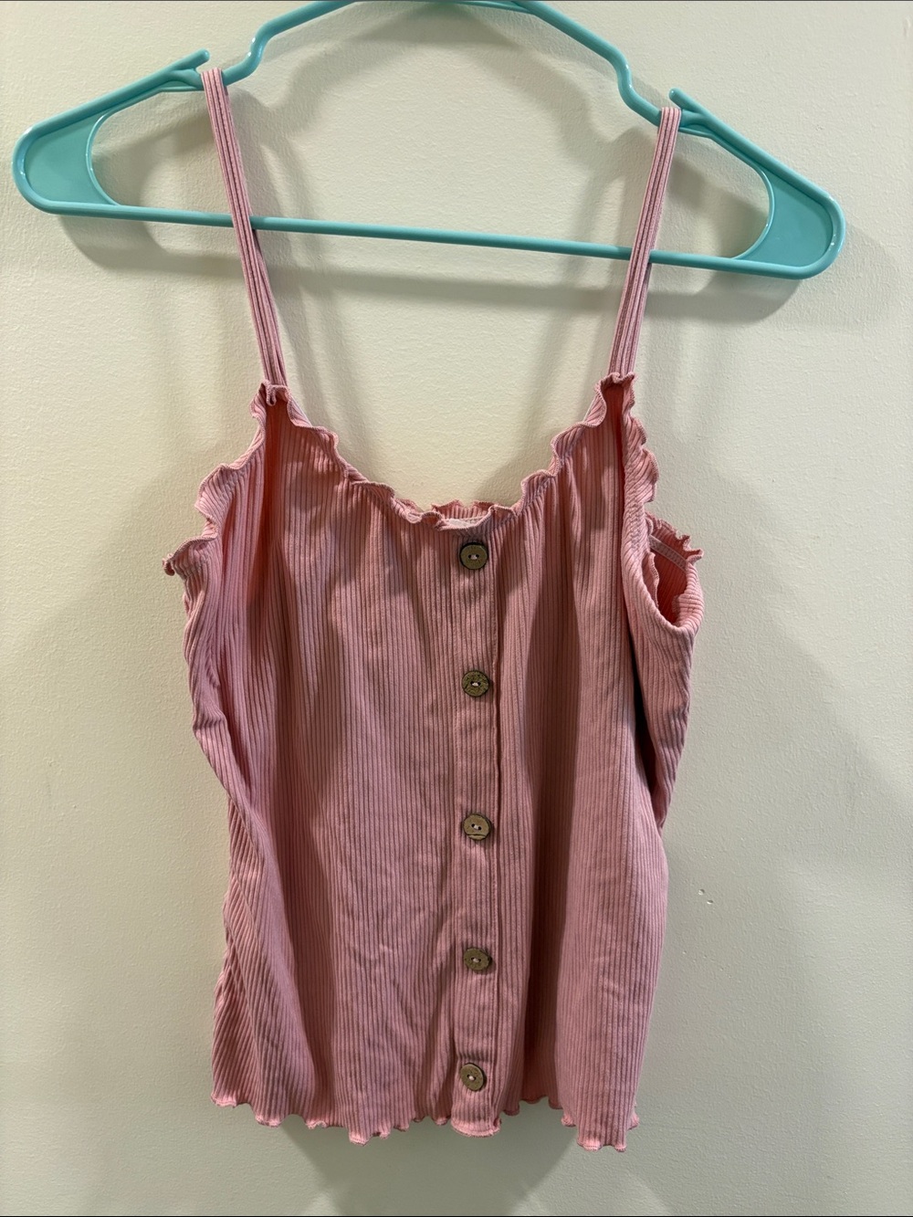 No Boundaries Pink Ribbed Button-Front Camisole